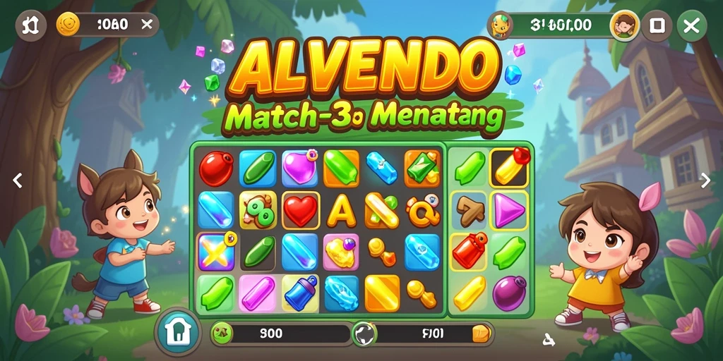 Tampilan gameplay menarik dari permainan Match-3 di ALVENDO.