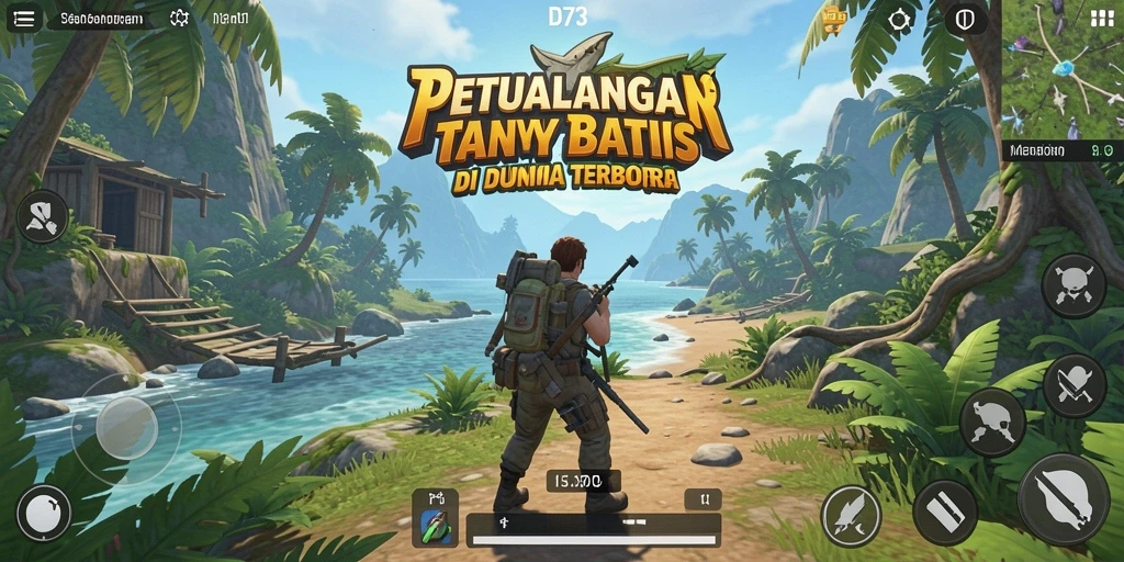 Screenshot menampilkan pemain menjelajahi dunia terbuka D73.