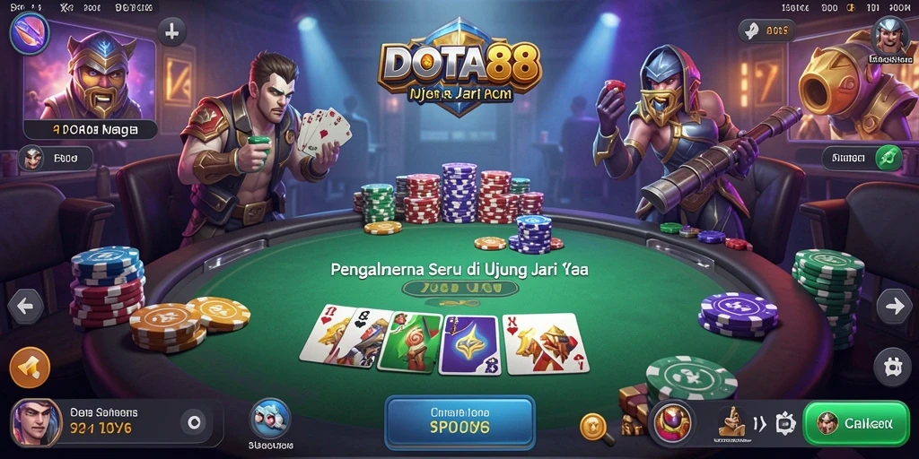 Tampilan gameplay Poker seru di DOTA88 dengan banyak pemain aktif.