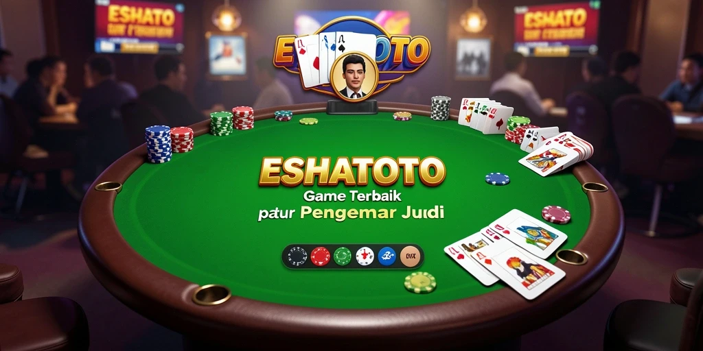Screenshot gameplay ESHATOTO menampilkan meja Poker yang ramai dengan pemain.