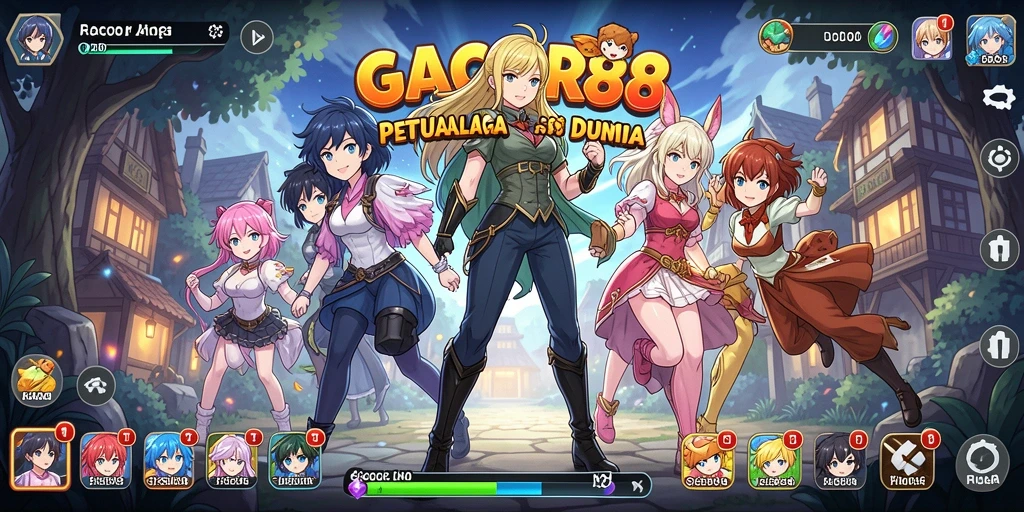 Gameplay penuh warna dari GACOR88 yang menampilkan karakter Anime.