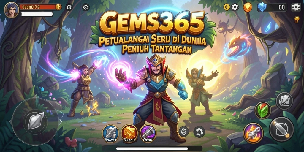 Screenshot gameplay GEMS365 menunjukkan suasana petualangan yang mendebarkan.