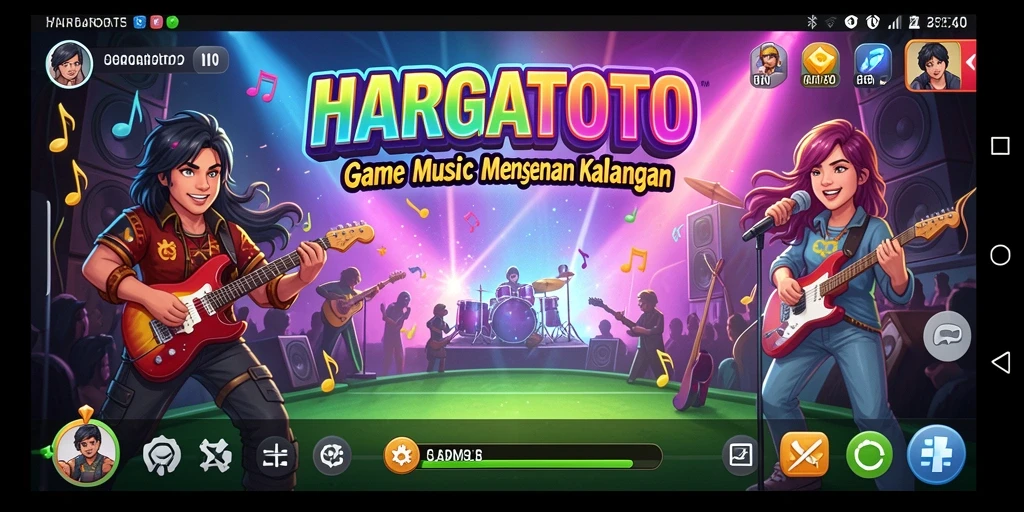 Screenshot HARGATOTO menampilkan pengalaman bermain musik yang interaktif.