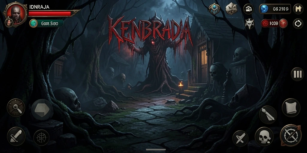 Screenshot utama IDNRAJA menampilkan suasana gelap dan menakutkan dari gameplay.