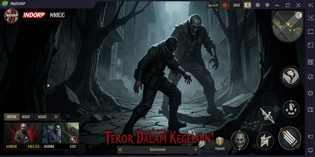 Screenshot menggambarkan suasana mencekam dalam gameplay INDORP.