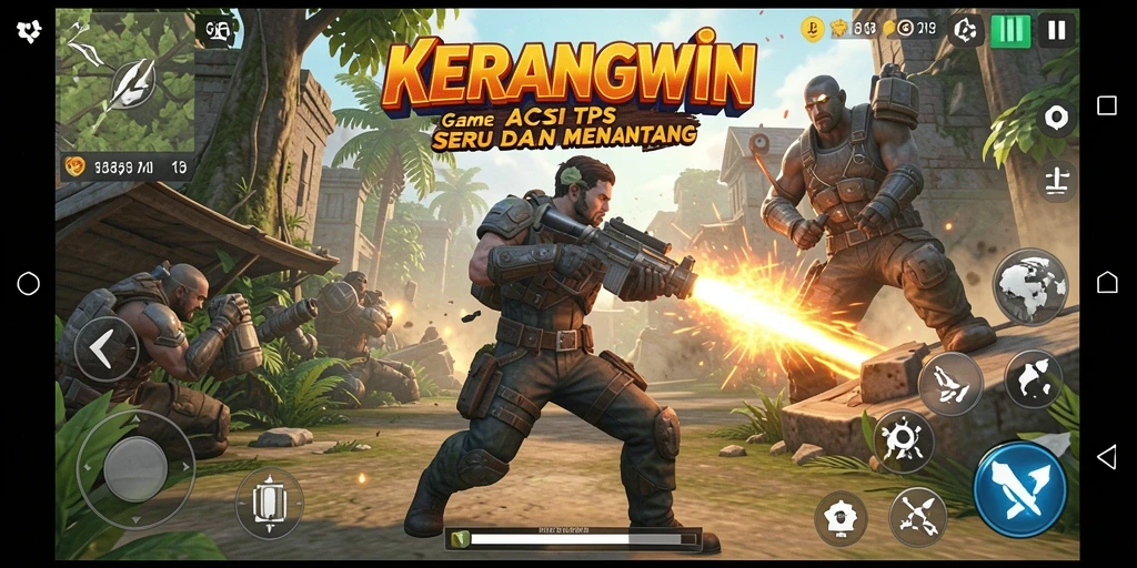 Screenshot menunjukkan aksi intens dalam permainan TPS KERANGWIN.