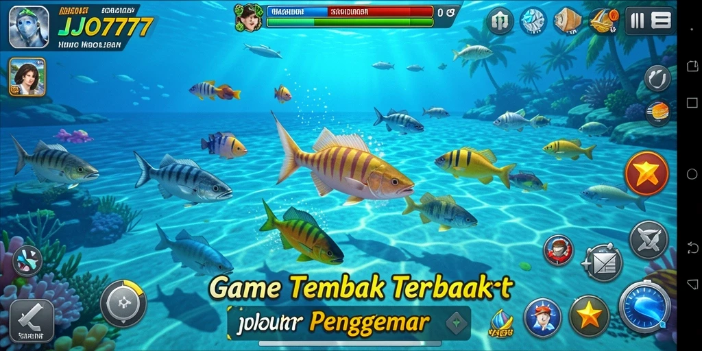Tampilan gameplay seru di LJO777 saat menembak ikan.