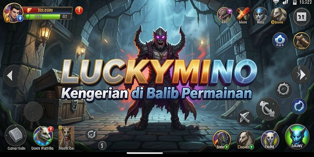 Screenshot gameplay LUCKYMINO dengan suasana seram dan menegangkan.