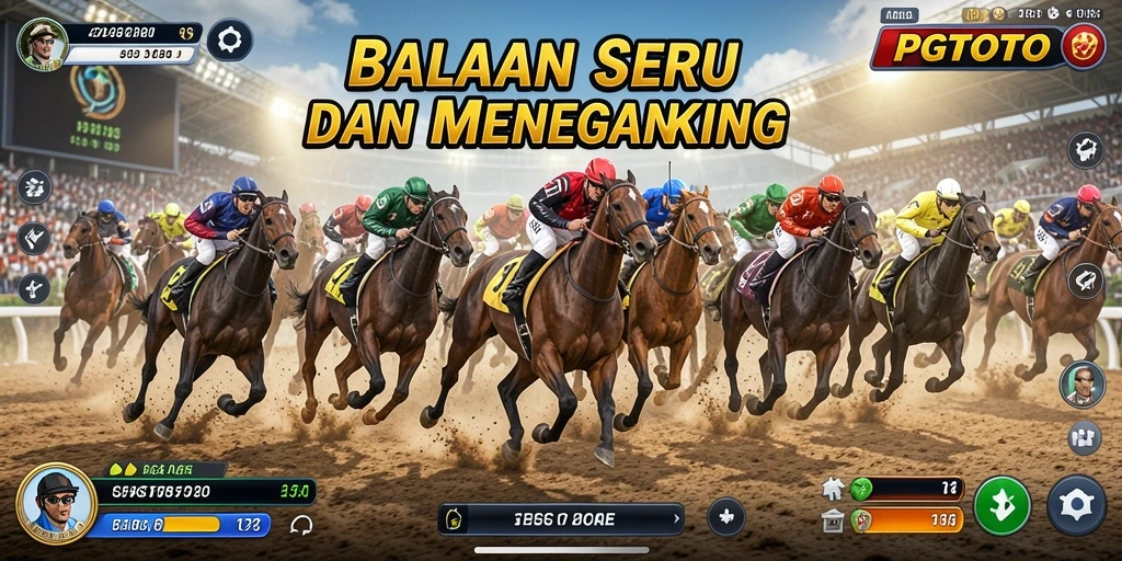 Screenshot gameplay PGTOTO menampilkan balapan mendebarkan di trek yang beragam.