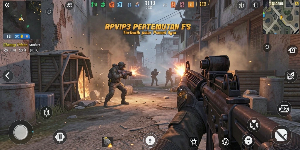 Tampilan gameplay mendebarkan dari RPVIP3 dengan aksi FPS yang intens.